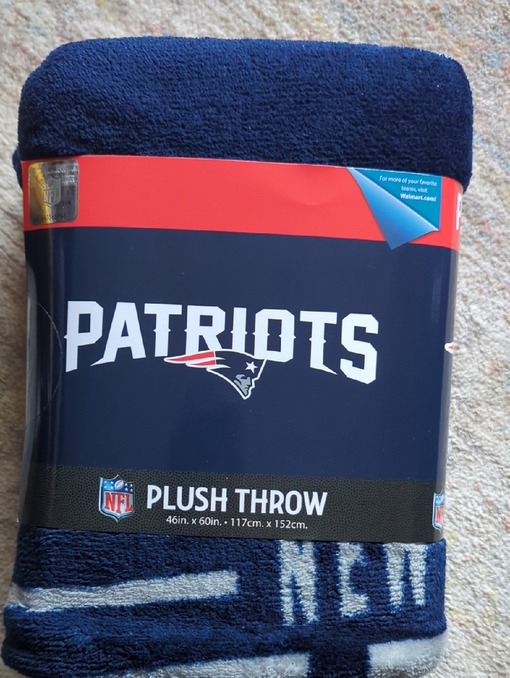 NFL New England Patriots Plush Throw - Navy & Gray